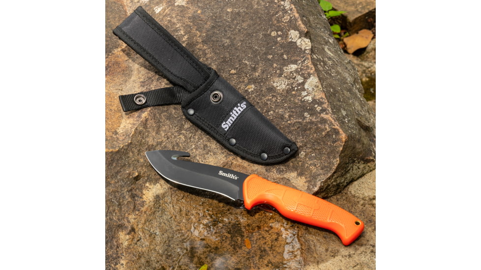 Smiths Edgesport Fixed Blade Gut Hook Knife, 4 in, Blaze Orange, 51236