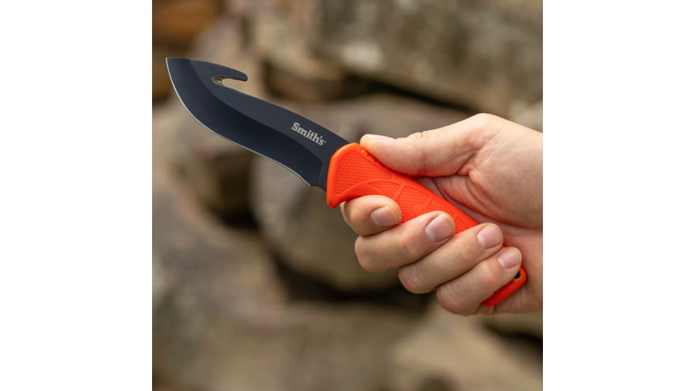 Smiths Edgesport Fixed Blade Gut Hook Knife, 4 in, Blaze Orange, 51236