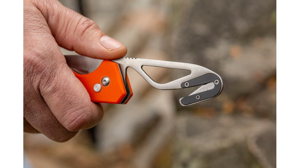 Smiths EdgeSport Folding Knife w/ Gut Hook, 3in, 400 Stainless Steel, Skinner Blade/ Gut Hook, G10 Handle, Orange, SP-51104