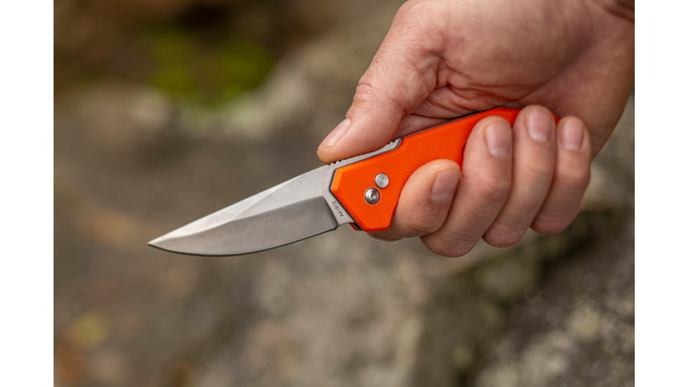Smiths EdgeSport Folding Knife w/ Gut Hook, 3in, 400 Stainless Steel, Skinner Blade/ Gut Hook, G10 Handle, Orange, SP-51104
