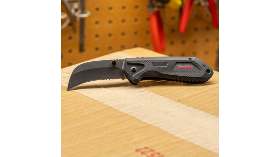 Smiths Edgework-Site Hawk Bill Foldiing Knife, 2.7 in, Frame Lock, Black, 51240