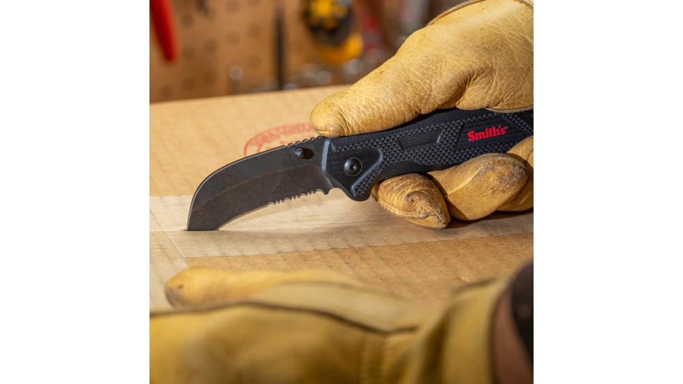 Smiths Edgework-Site Hawk Bill Foldiing Knife, 2.7 in, Frame Lock, Black, 51240