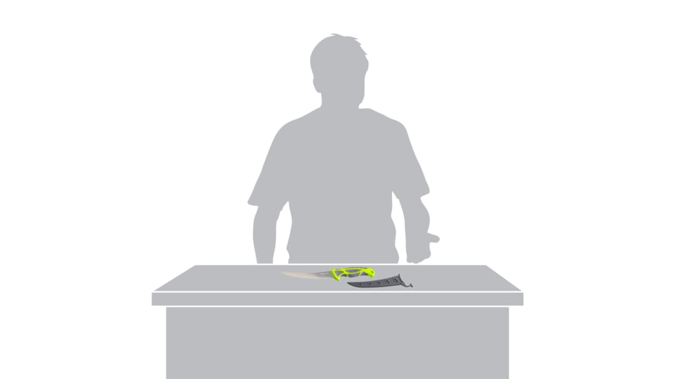 Smiths Mr. Crappie 6 in Curved Slab-Sticker Fillet Knife w/Breathable Sleeve, Green, 51208