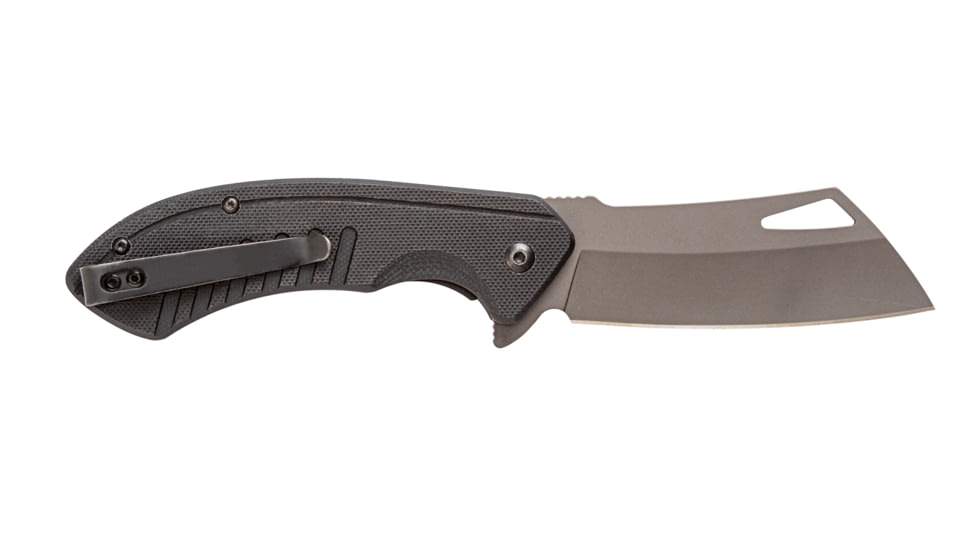 Smiths Rally Folding Knife, 3.26in, 420 Stainless Steel, Titanium, Cleaver Blade, G10 Handle, Black, 51138