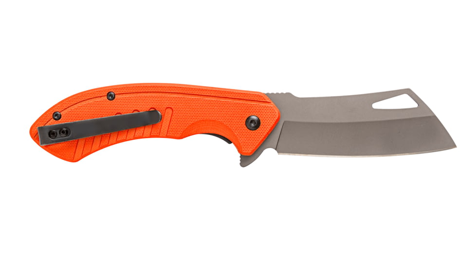Smiths Rally Folding Knife, 3.26in, 420 Stainless Steel, Titanium, Cleaver Blade, G10 Handle, Blaze Orange, 51139