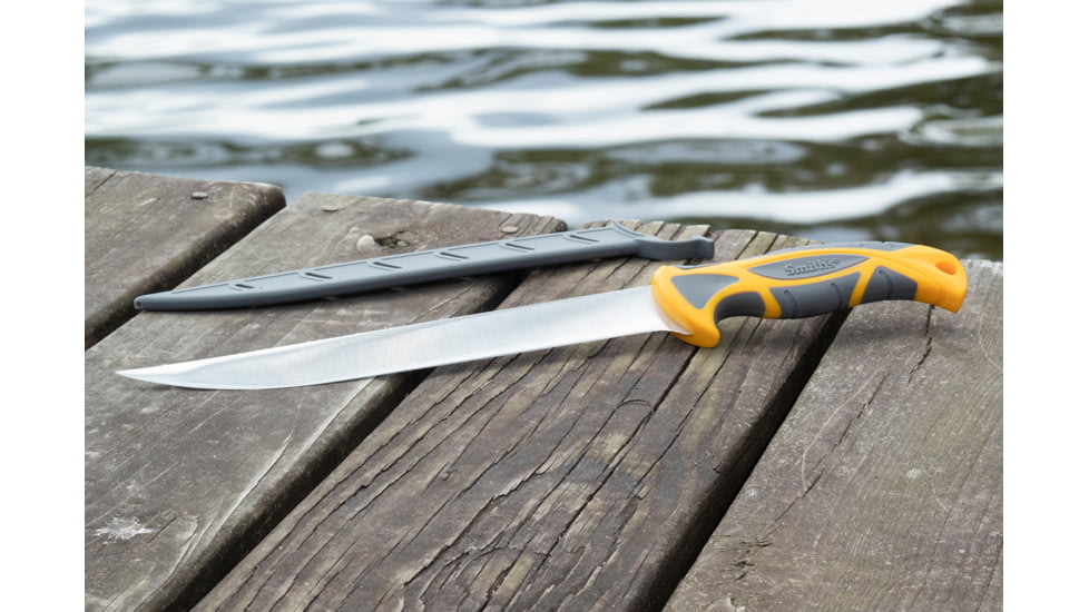 Smiths RegalRiver Fillet Knife, 9in, 400 Stainless Steel, Fillet Blade, TPE Handle, Orange/Gray, 51056