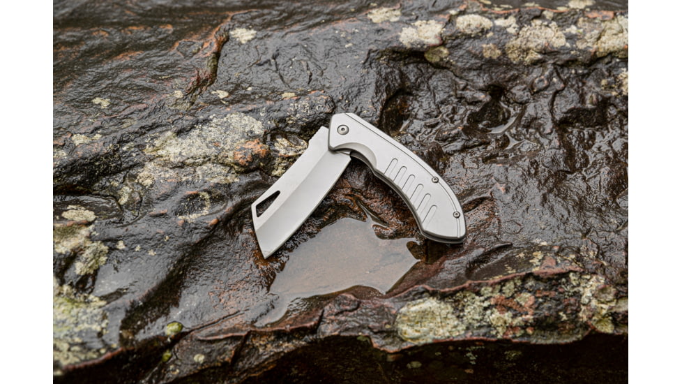 Smiths Titania Cleaver Folding Knife, 3.26in, 400 Stainless Steel, Titanium, Cleaver Blade, Stainless Steel Handle, Titanium, 51141