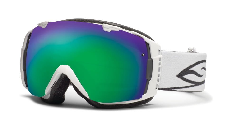 Smith Optics I/O Snow Goggles - White Frame w/ Green Sol X and Red Sensor Lens IO7NXWT12
