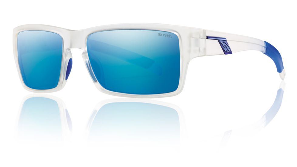 Smith Optics Outlier Sunglasses - Matte Clear Frame w/ Polarized Blue Mirror Lens OUPPUGMCL