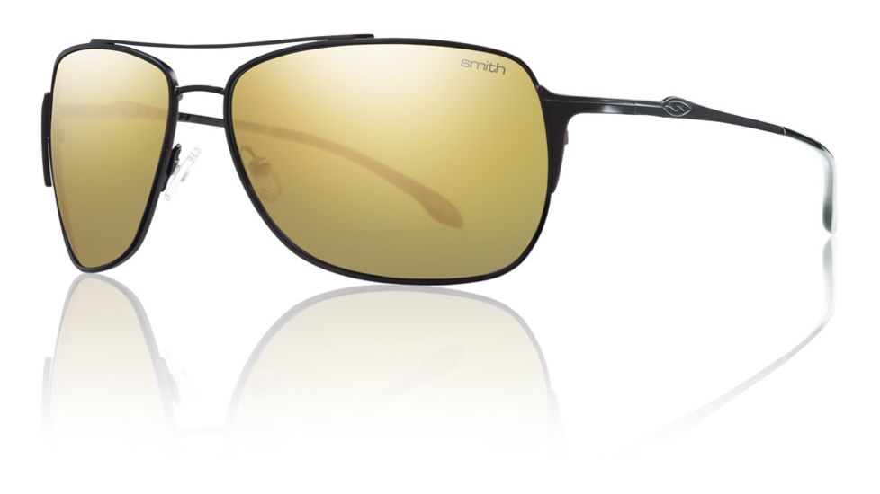 Smith Optics Womens Rosewood Sunglasses - Matte Black Frame w/ Polarized Gold Mirror Lens RWPPGDMMB