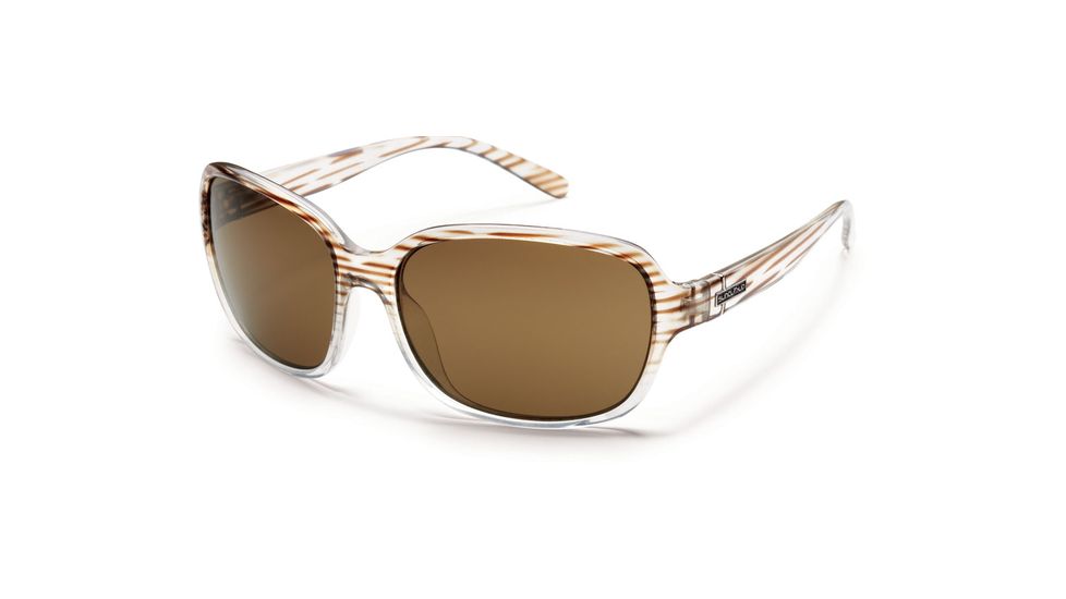 Suncloud Polarized Optics Sequin Sunglasses - Brown Stripe Frame and Brown Polarized Polycarbonate Lens S-SQPPBRBS