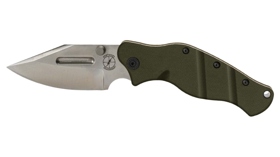 Sniper Bladeworks LPC Folding Knife, 3.53in S35VN Steel Satin Folding Blade, OD Green Handle, LPCODGSAT
