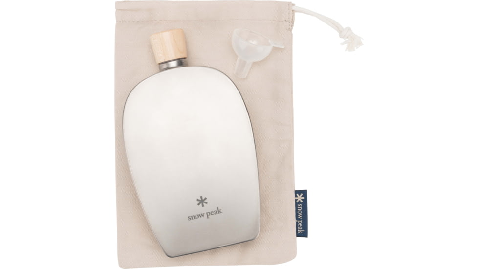Snow Peak Titanium Flask, Wooden Cap, 8.4 oz, Titanium, TW-115