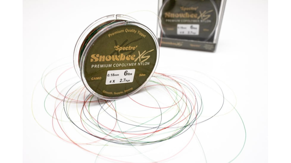 Snowbee XS Spectre Inspectrein Copolymer Nylon Tippet, Camo, 6X / 0.14mm / 3.5lbs / 50m, 15922