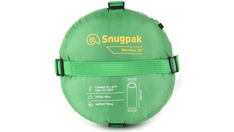 Snugpak Basecamp Nautilus SQ 35 Sleeping Bag, Synthetic, Emerald Green, Right, 98105