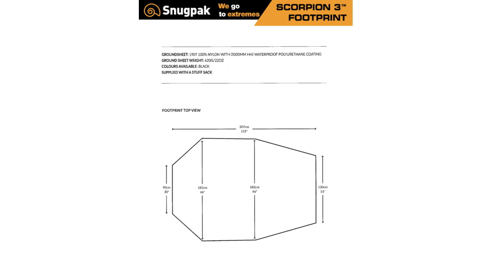 SnugPak Scorpion 3 Footprint, Black, FP-92880