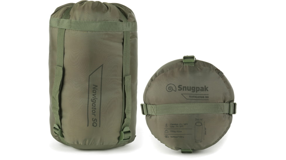 SnugPak The Navigator SQ 25 Sleeping Bag, Synthetic, Right, Olive, 98305