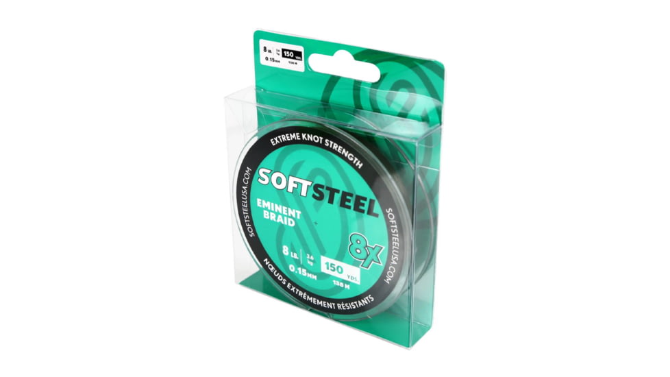 Soft Steel 8x Eminent Braid Fishing Line 150 yard spool - 80lb Moss Green, EB-150-80-MG
