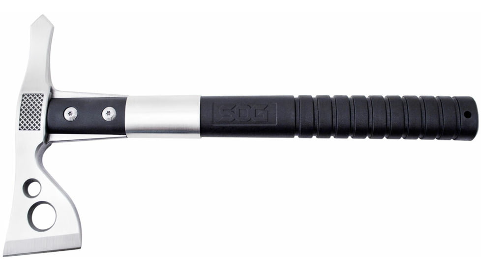 SOG Specialty Knives &amp; Tools FastHawk Tactical Tomahawk Axe, 2in, 420 Stainless Blade, Black, Glass-Reinforced Nylon Handle, Polished Blade Finish, Silver, SOG-F06PN-CP