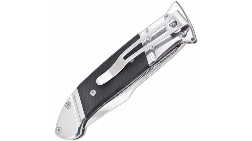 SOG Specialty Knives & Tools Fielder Folding Knife, 3.3in, 7Cr17MoV Blade, Clip Point, Black, G10 Handle, Silver, SOG-FF38-CP