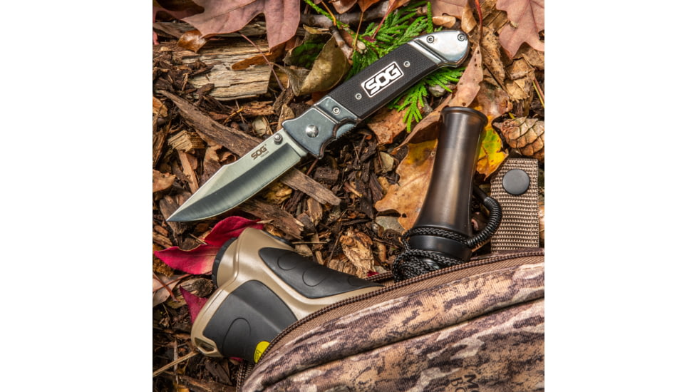 SOG Specialty Knives & Tools Fielder Folding Knife, 3.3in, 7Cr17MoV Blade, Clip Point, Black, G10 Handle, Silver, SOG-FF38-CP