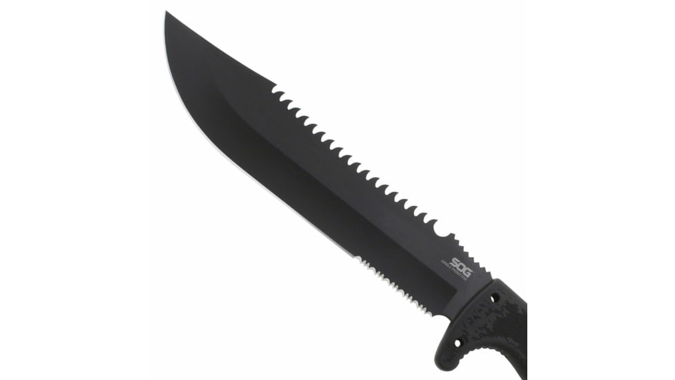 SOG Specialty Knives & Tools Jungle Primitive Folding Knife, 9.5in, 8Cr13MoV Blade, Clip Point, Black, Kraton Handle, Black, SOG-F03TN-CP