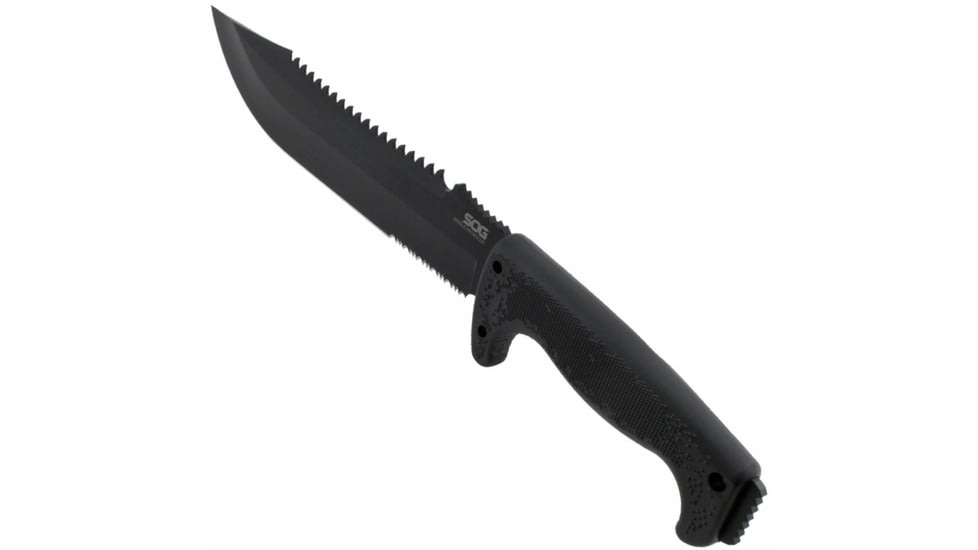 SOG Specialty Knives & Tools Jungle Primitive Folding Knife, 9.5in, 8Cr13MoV Blade, Clip Point, Black, Kraton Handle, Black, SOG-F03TN-CP