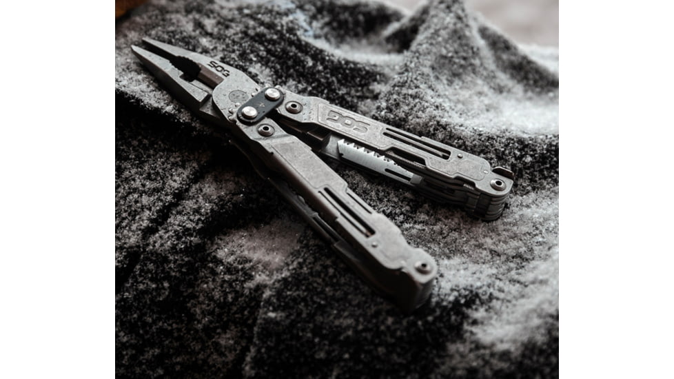 SOG Specialty Knives &amp; Tools PowerAccess Deluxe Multi-Tool, Stainless Steel Blade, Stone Wash Finish, Grey/Grey, SOG-PA2001-CP