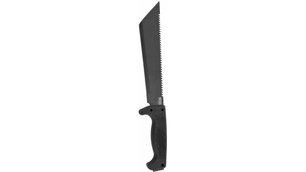 SOG Specialty Knives &amp; Tools SOGFari Machete Fixed Blade Knife, 10in, 3Cr13 Blade, Tanto, Black, Kraton Handle, Black, SOG-MC04-N