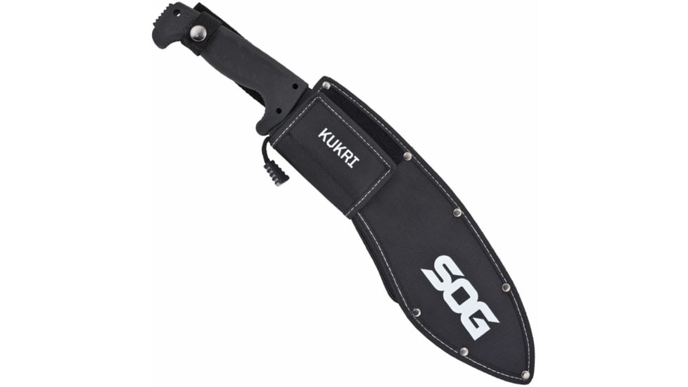 SOG Specialty Knives &amp; Tools SOGFari Machete Fixed Blade Knife, 12in, 3Cr13 Blade, Drop Point/Saw, Black, Kraton Handle, Black/Black, SOG-MC11-N