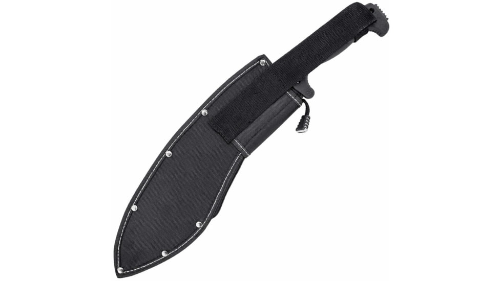 SOG Specialty Knives &amp; Tools SOGFari Machete Fixed Blade Knife, 12in, 3Cr13 Blade, Drop Point/Saw, Black, Kraton Handle, Black/Black, SOG-MC11-N
