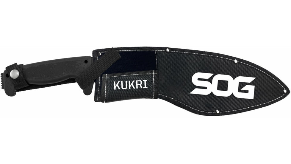 SOG Specialty Knives &amp; Tools SOGFari Machete Fixed Blade Knife, 12in, 3Cr13 Blade, Drop Point/Saw, Black, Kraton Handle, Black/Black, SOG-MC11-N