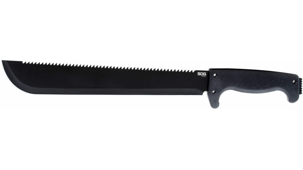 SOG Specialty Knives &amp; Tools SOGFari Machete Fixed Blade Knife, 13in, 3Cr13 Blade, Machete, Black, Kraton Handle, Black/Black, SOG-MC01-N