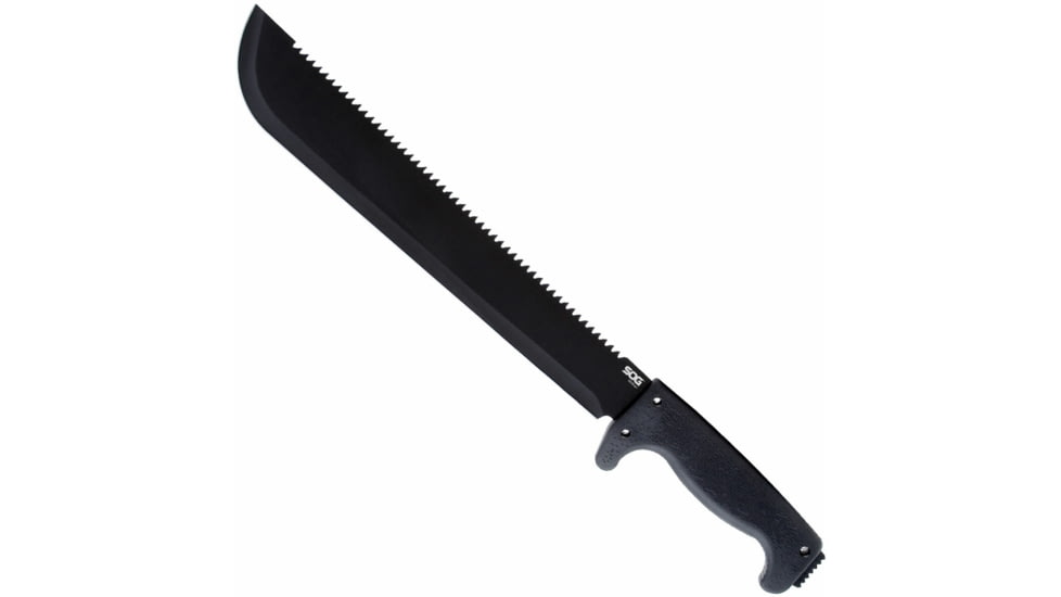 SOG Specialty Knives &amp; Tools SOGFari Machete Fixed Blade Knife, 13in, 3Cr13 Blade, Machete, Black, Kraton Handle, Black/Black, SOG-MC01-N