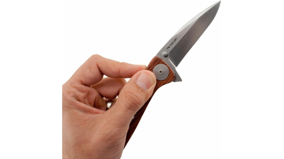 SOG Specialty Knives &amp; Tools Twitch XL Folding Knife, 3.25in, AUS-8 Blade, Drop Point, Brown, Rosewood Handle, Silver, SOG-TWI24-CP