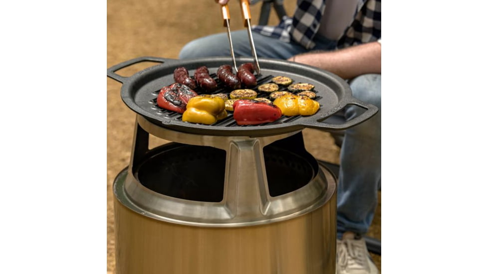Solo Stove Bonfire Cast Iron Grill Top and Hub, Stainless Steel, Cast Iron Black, Medium, SSBON-COOKING-BUNDLE