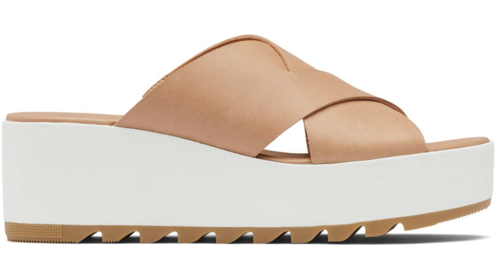 Sorel Cameron Flatform Mule Wedge Sandals Leather- Womens, Honest Beige/Sea Salt, 8 US, 1999151-246-8
