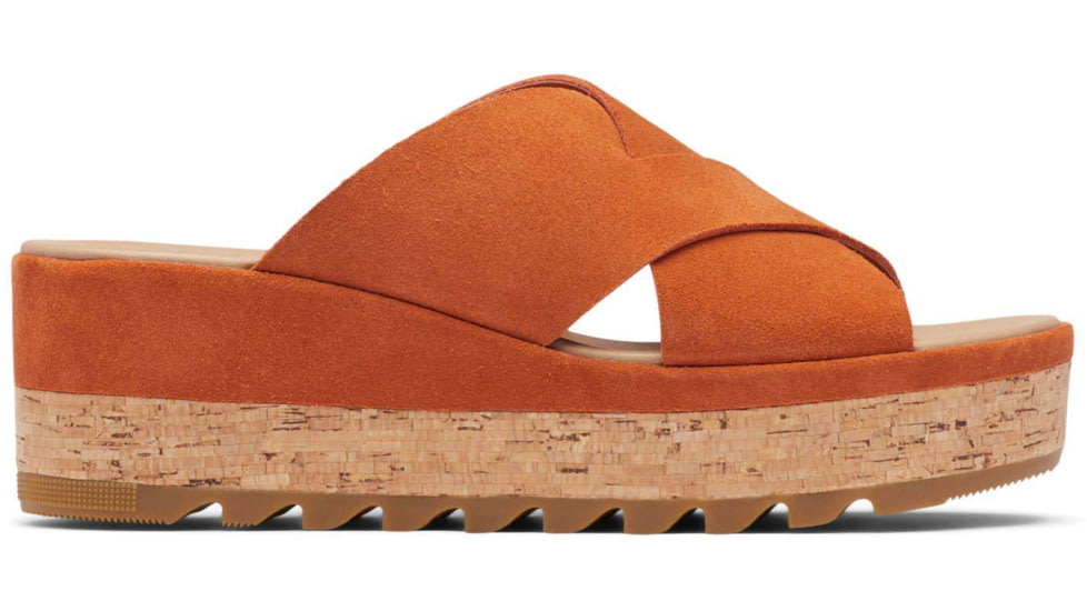 Sorel Cameron Flatform Mule Wedge Sandals Suede - Womens, Desert Sun/Gum 17, 7 US, 1999171-806-7