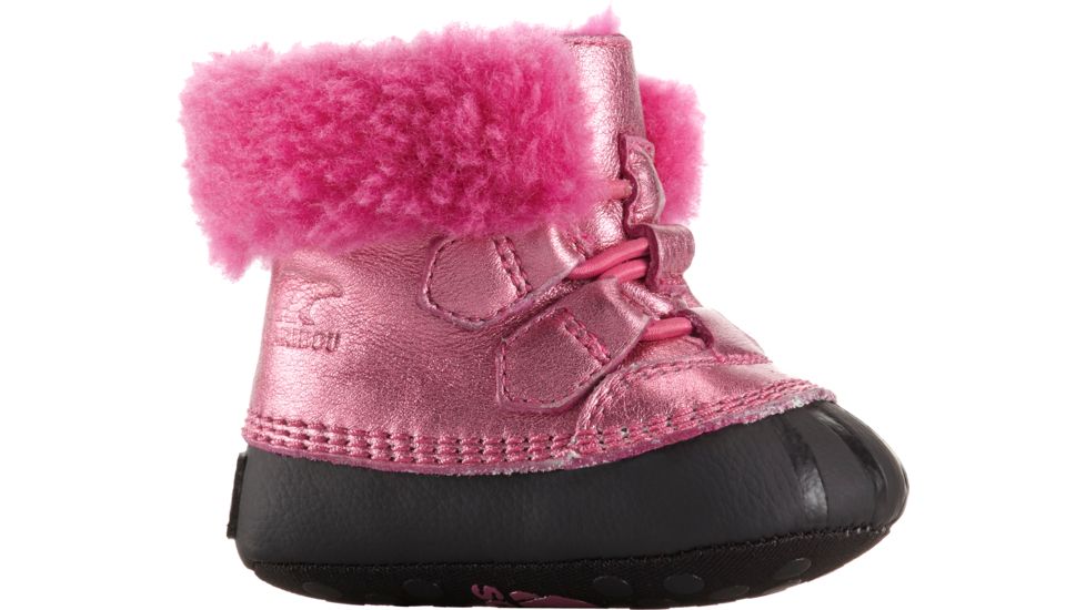 Sorel Caribootie Leather Winter Boot - Kid's-Pink Ice/Black-2 Infant