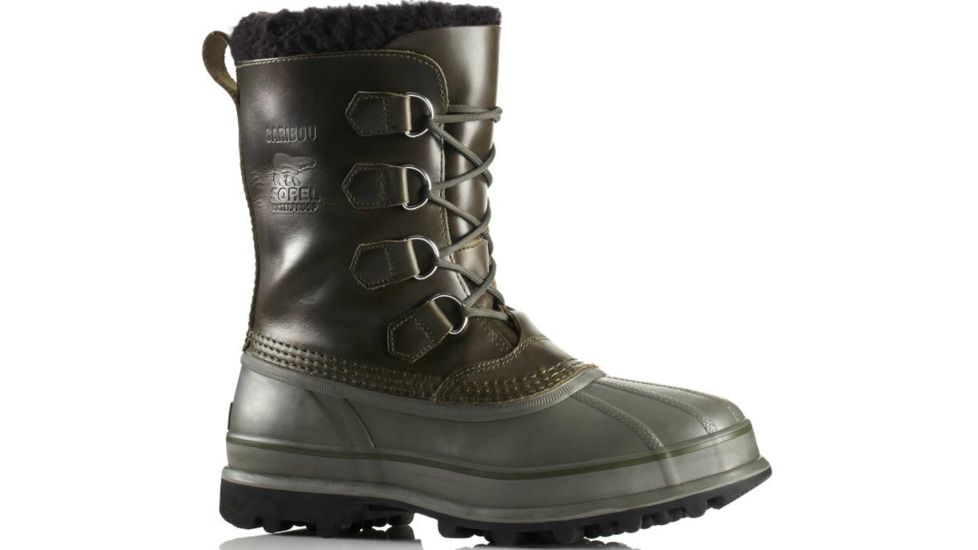 Sorel Caribou Wool Winter Boot - Men's-Surplus Green/White-Medium-7.5