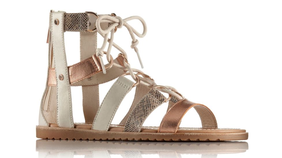 Sorel Ella Lace Up Leather Sandal, Womens, Natural, 8 US, 1775741120-8