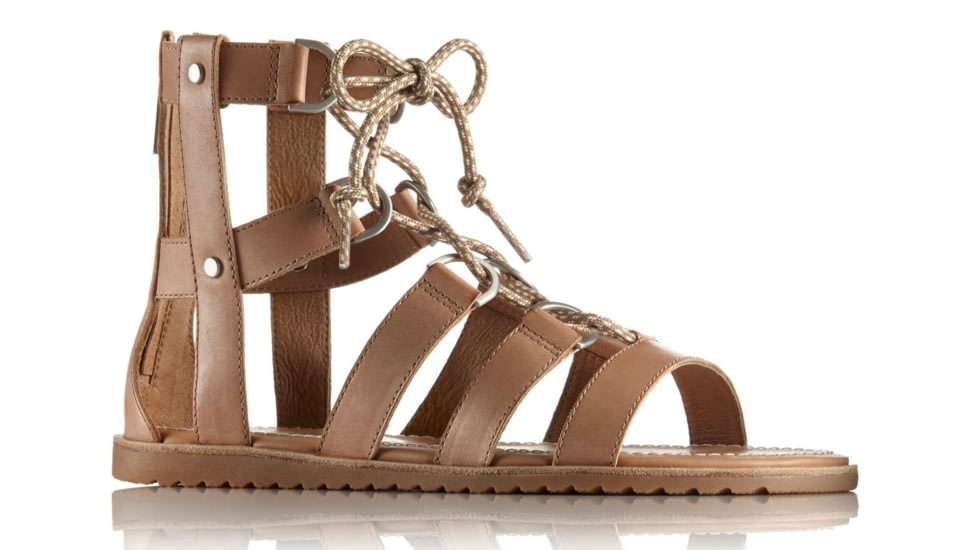 Sorel Ella Lace Up Leather Sandal, Womens, Sahara, 12 US, 1787581220-12