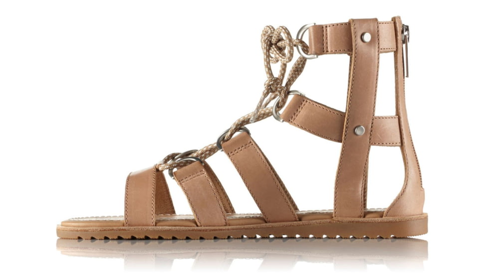Sorel Ella Lace Up Leather Sandal, Womens, Sahara, 12 US, 1787581220-12