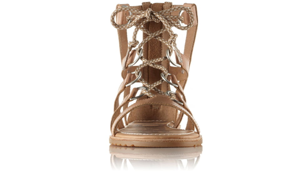 Sorel Ella Lace Up Leather Sandal, Womens, Sahara, 12 US, 1787581220-12