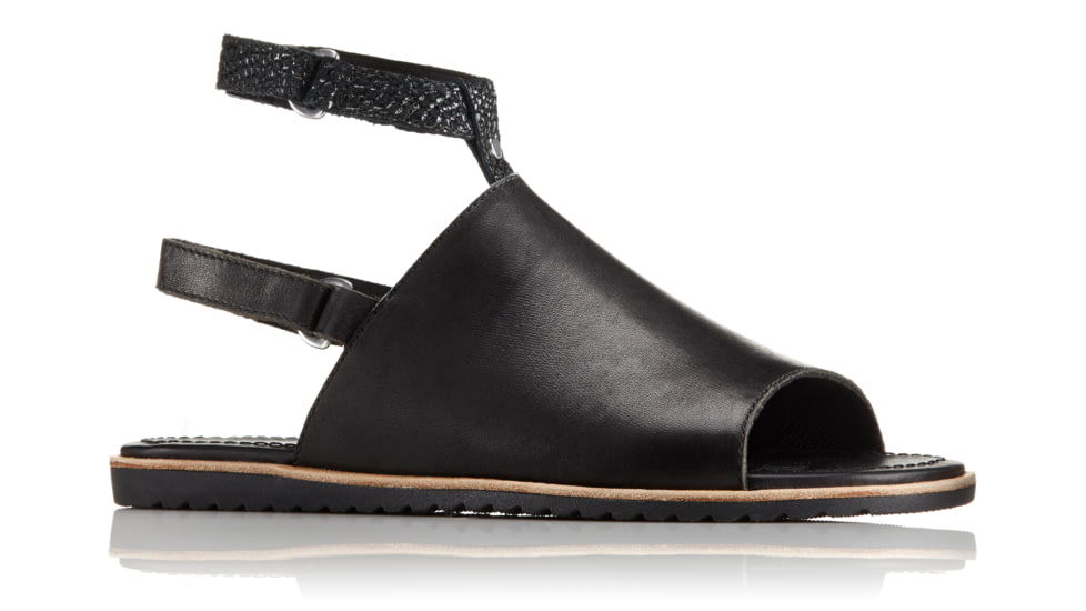 Sorel Ella Mule Strap Leather and Suede Sandal, Womens, Black, 6 US, 1787631010-6