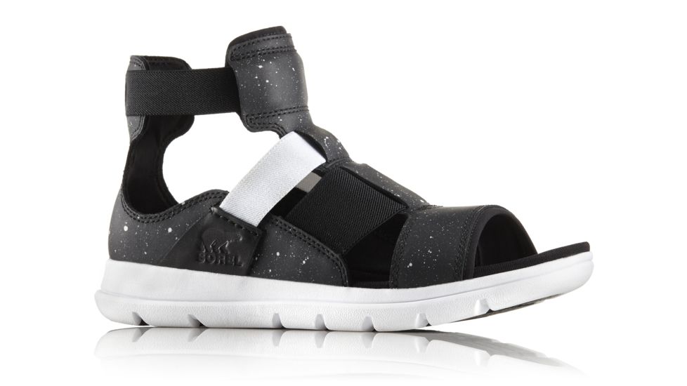 Sorel Explorer Gladiator Sandal, Womens, Black/White, 8 US, 1776351010-8