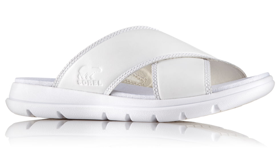 Sorel Explorer Slide Sandal, Womens, White/Fawn, 6 US, 1776361100-6