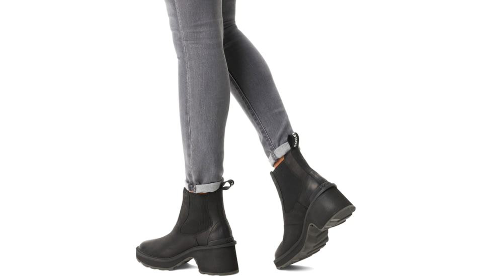 Sorel Hi-Line Heel Chelsea Boot - Womens, Black, Sea Salt, 9.5, 2009131-010-9.5