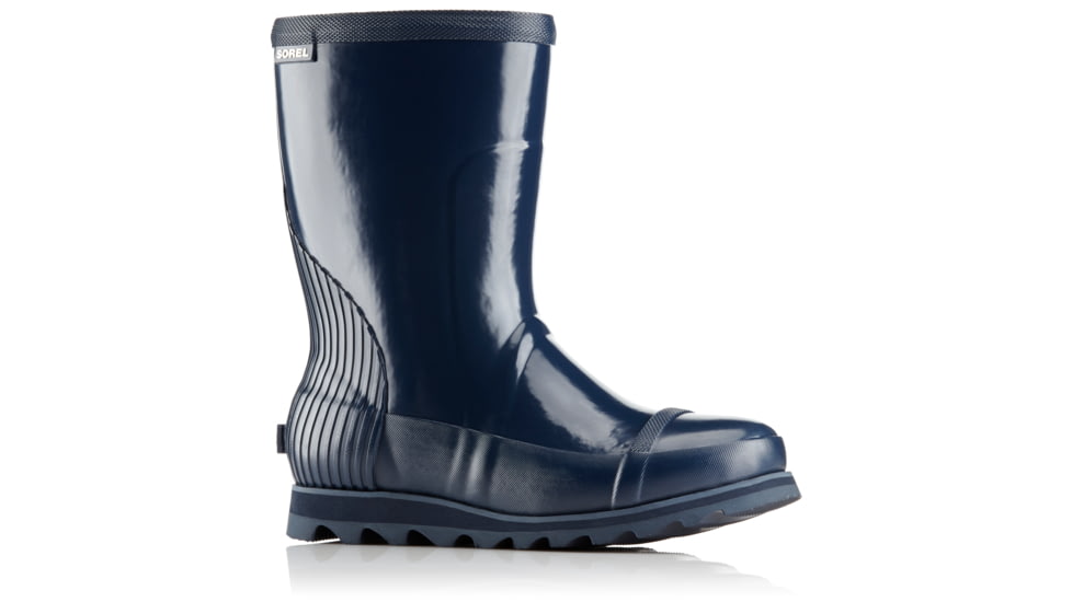 Sorel Joan Rain Short Gloss Rubber Boot, Womens, Collegiate Navy/Atmosphere, 12 US, 1757541464-12