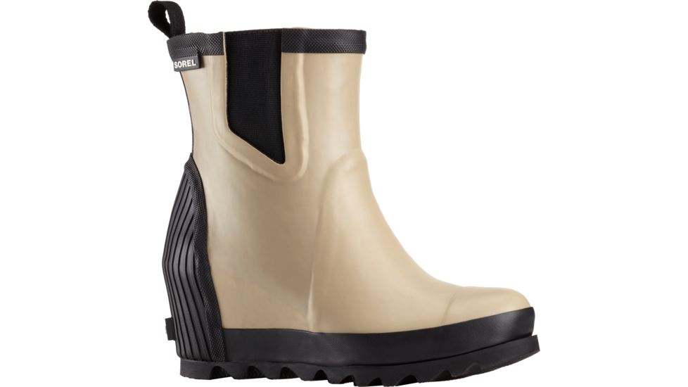 Sorel Joan Rain Wedge Chelsea Felt Rubber Boot - Women's-Beach/Sea Salt-Medium-9.5